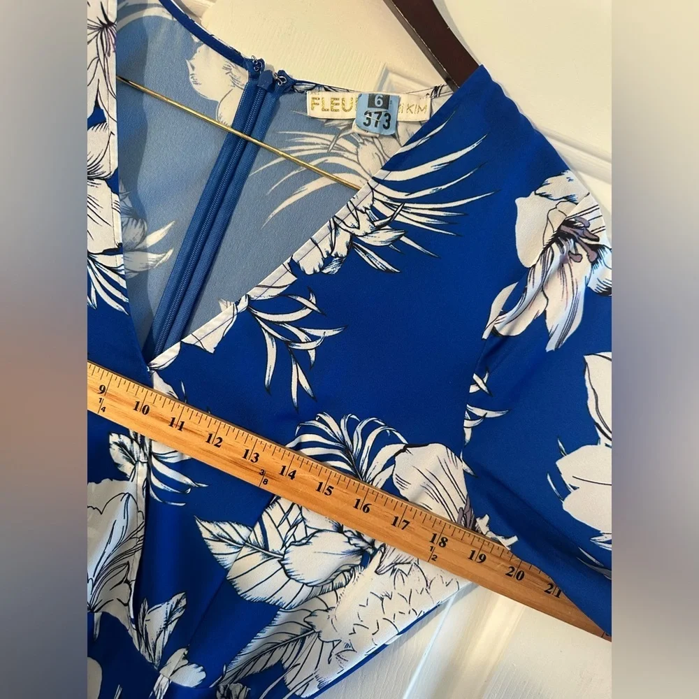 YUMI KIM Coastal Resort Spring Lg All For You Floral Blue Jumpsuit Wide Leg Crop